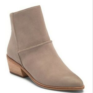 Linea Paolo Poppy Booties Taupe Tan Stacked Block Heel Size 11 Boots